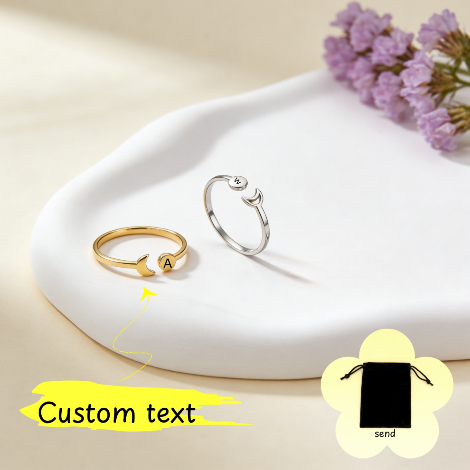 Wedding Z - Customized Name A-Z Initial Retro Moon