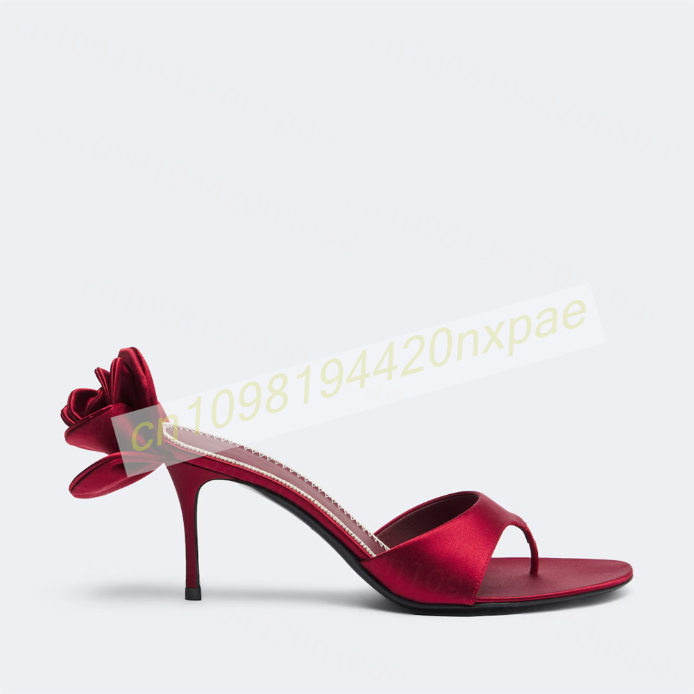 Women Red Satin Thong Mule San - Wedding Dress Supply ulasan dan harga